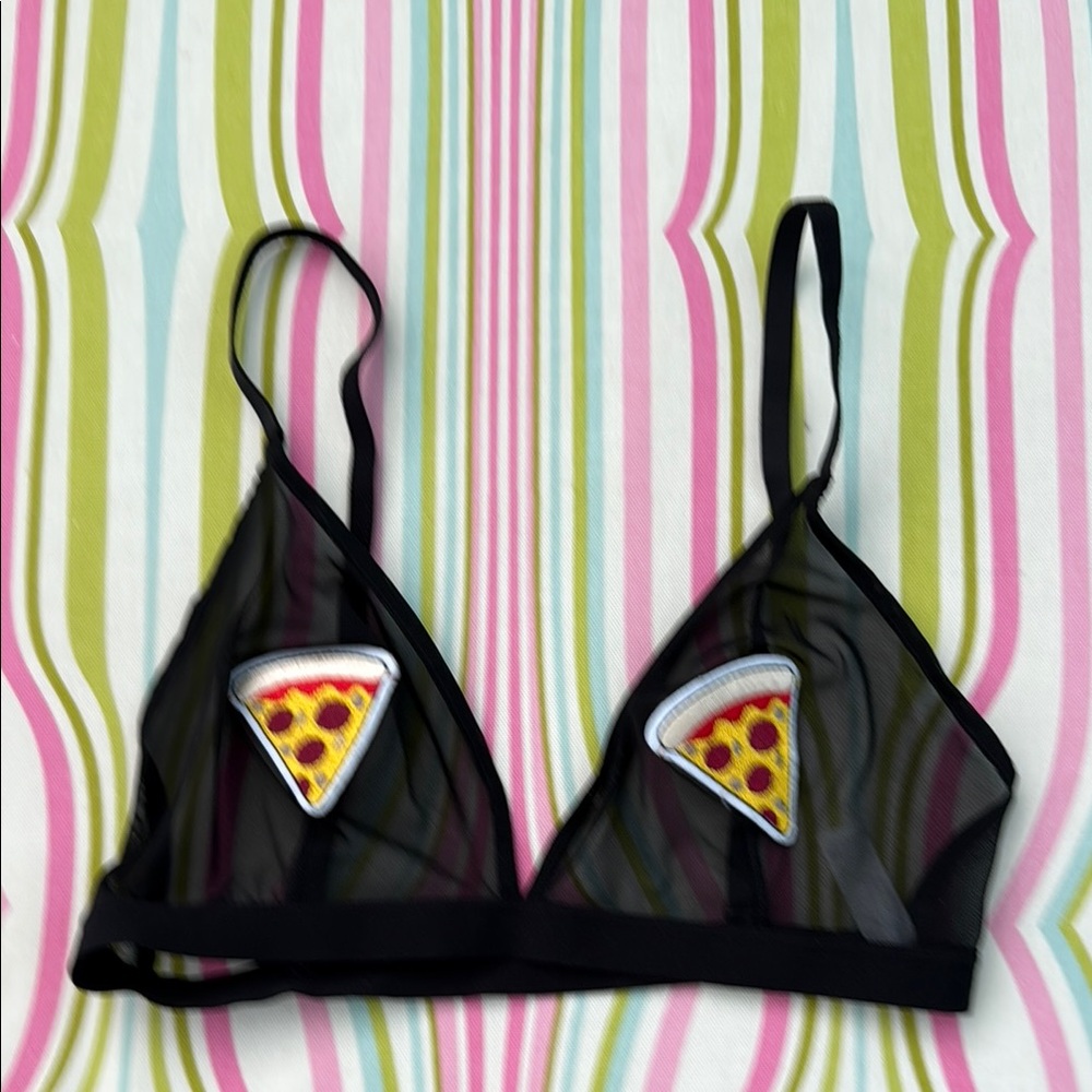 A Dash of Chic Black  Mesh Pizza Bralette size Medium